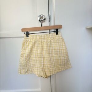 Cotton On Yellow Checkered High Waist Shorts